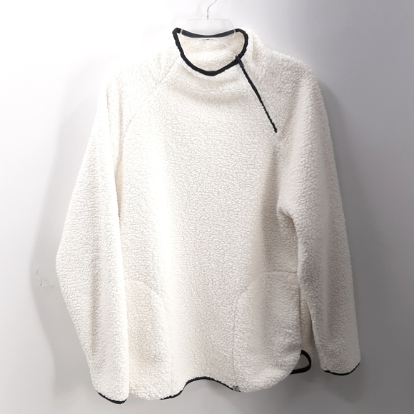 Lands' End Long Sleeve Sherpa Mock Zip Tunic Pullover large 14 16 - Picture 2 of 9